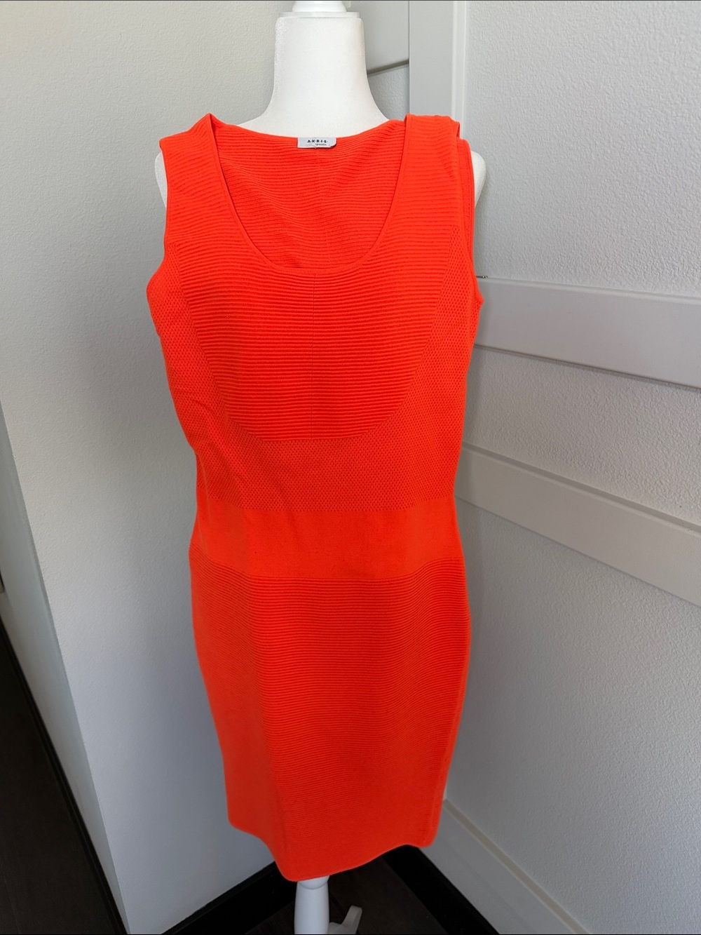 Akris Vibrant Orange Sleeveless Knit Midi Dress